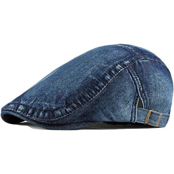 2 Pack Mens Denim Cotton Newsboy Cap Ivy Gatsby Driving Hunting Cabbie Hats - Picture 5 of 5